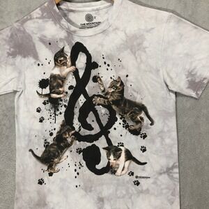 The Mountain Kittens‎ Music Notes Tie Dye Graphic T-Shirt Novelty Tee Size S